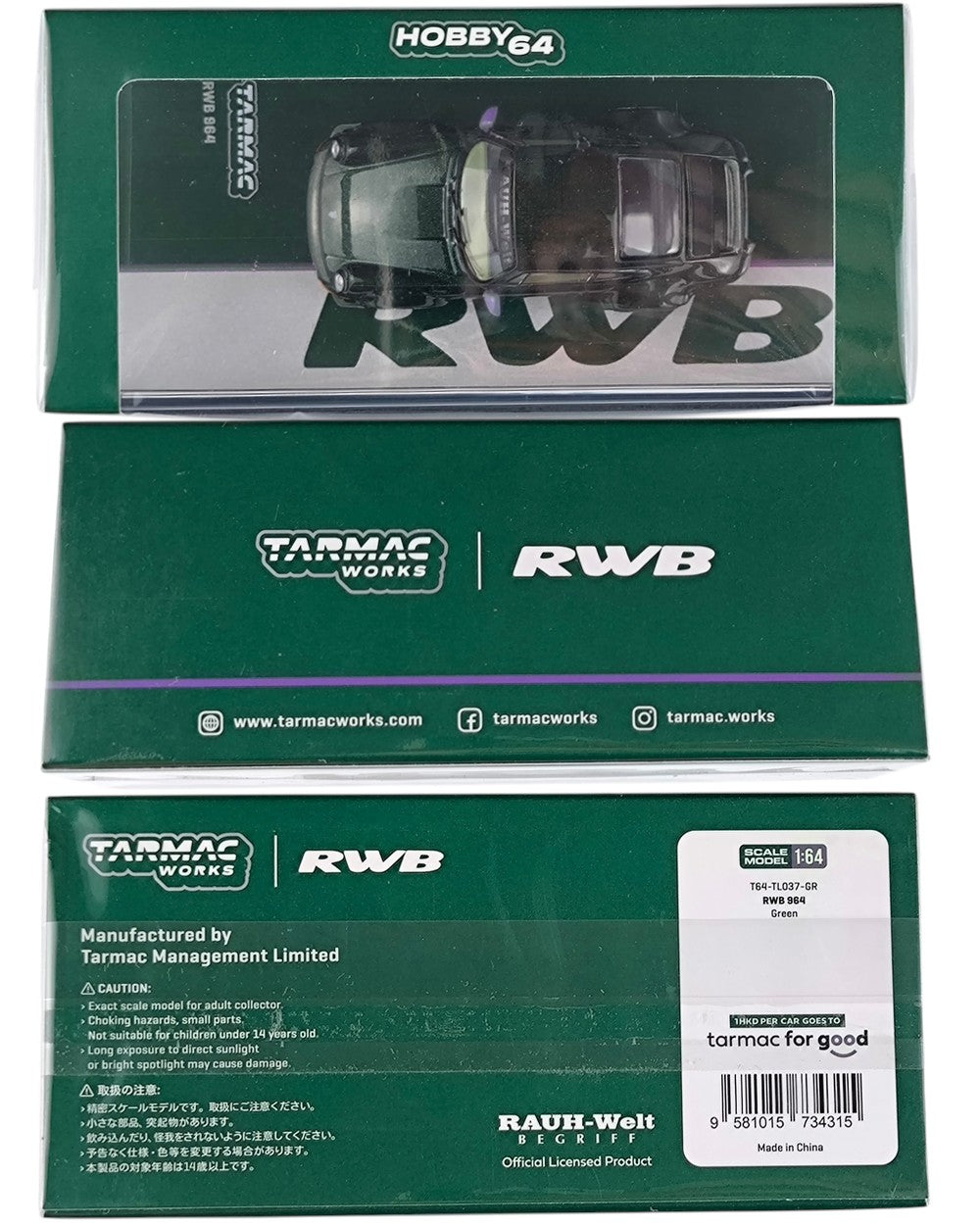 Tarmac Works Porsche 911 RWB 964 Green 1:64