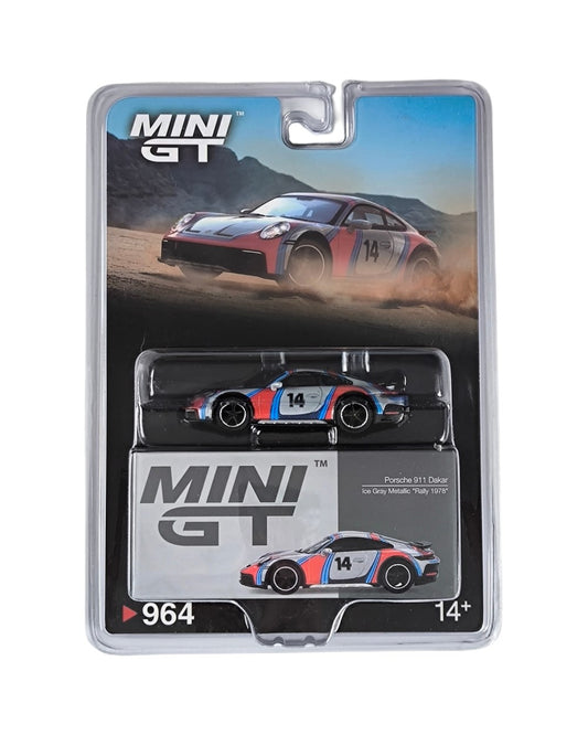 MINI GT Porsche 911 Dakar – Ice Gray Metallic „Rally 1978” 1:64