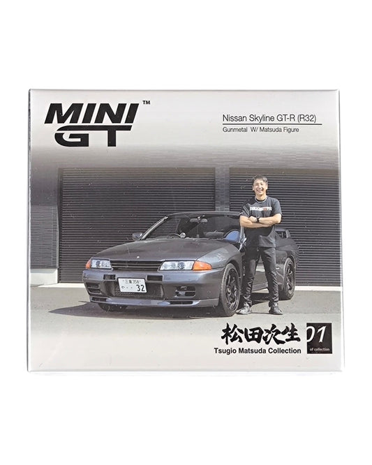 MINI GT Nissan Skyline GT-R (R32) Gunmetal – Tsugio Matsuda Collection No. 1 1:64