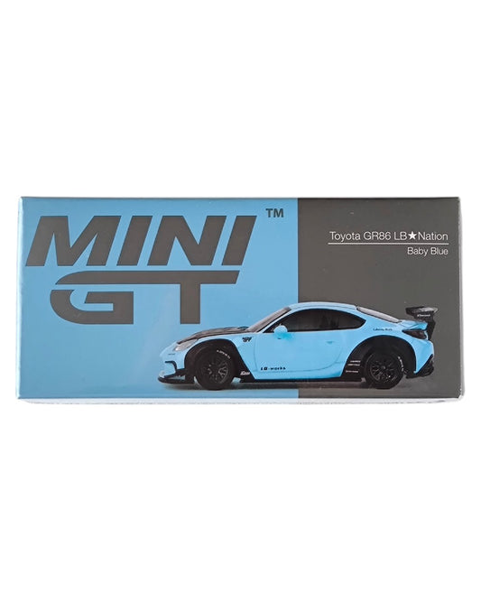 MINI GT Toyota GR86 LB★Nation – Baby Blue LHD 1:64